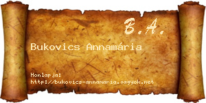 Bukovics Annamária névjegykártya
